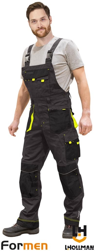 SPODNIE OCHRONNE OGRODNICZKI FORMEN SZARO-CZARNO-ŻÓŁTE