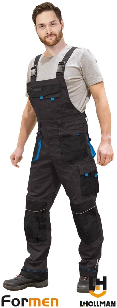 SPODNIE OCHRONNE OGRODNICZKI FORMEN SZARO-CZARNO-NIEBIESKIE