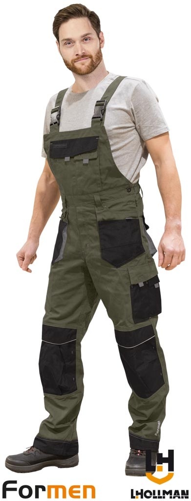 SPODNIE OCHRONNE OGRODNICZKI FORMEN KHAKI-CZARNO-SZARE