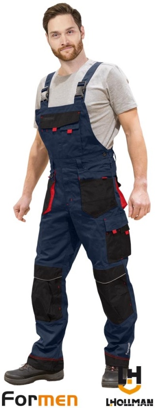 SPODNIE OCHRONNE OGRODNICZKI FORMEN GRANATOWO-CZARNO-CZERWONE