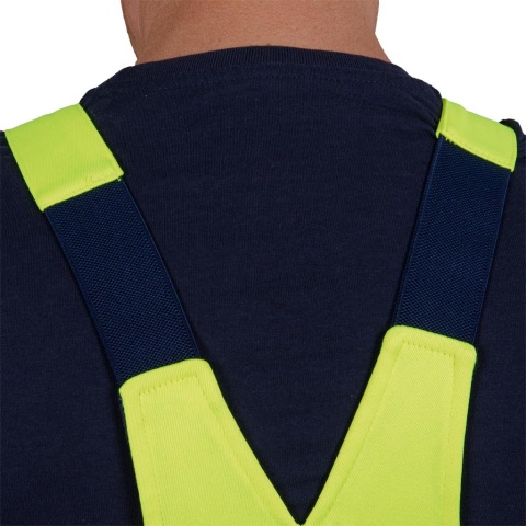 SPODNIE OCHRONNE OGRODNICZKI OCIEPLANE BIBWINTER ŻÓŁTO-GRANATOWE