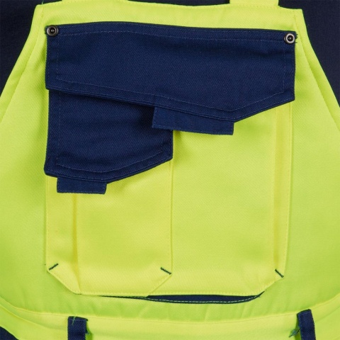 SPODNIE OCHRONNE OGRODNICZKI OCIEPLANE BIBWINTER ŻÓŁTO-GRANATOWE