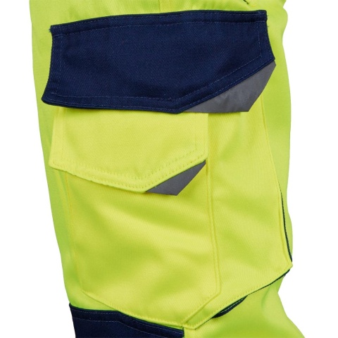 SPODNIE OCHRONNE OGRODNICZKI OCIEPLANE BIBWINTER ŻÓŁTO-GRANATOWE