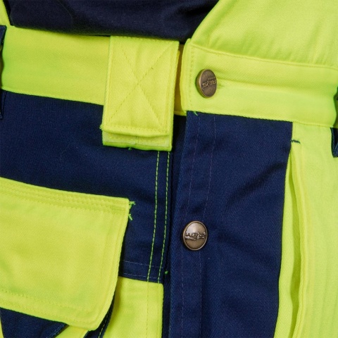 SPODNIE OCHRONNE OGRODNICZKI OCIEPLANE BIBWINTER ŻÓŁTO-GRANATOWE