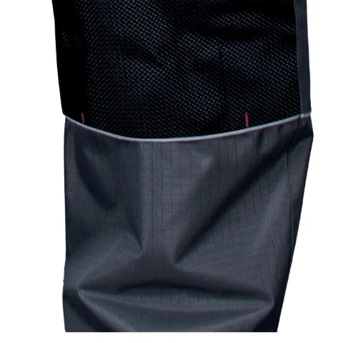 SPODNIE OCHRONNE OGRODNICZKI OCIEPLANE BSW, RIP-STOP OCHRONA PRZED ROZDARCIEM SZARO-CZARNO-CZERWONE