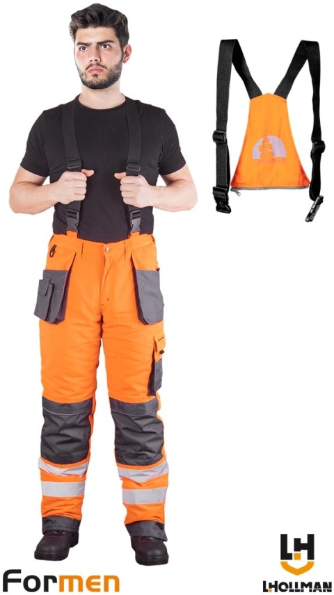 SPODNIE OCHRONNE OGRODNICZKI OCIEPLANE FORMEN FMNWX POMARAŃCZOWO-SZARO-CZARNE