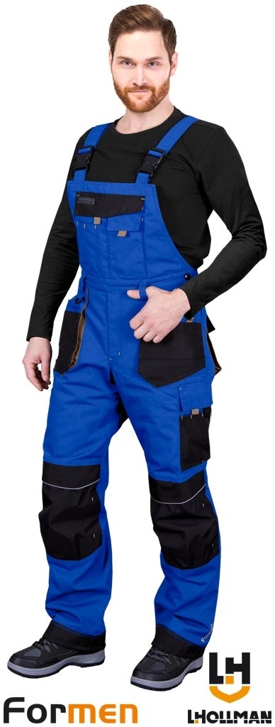 SPODNIE OCHRONNE OGRODNICZKI OCIEPLANE FORMEN FMNW NIEBIESKO-CZARNO-SZARE