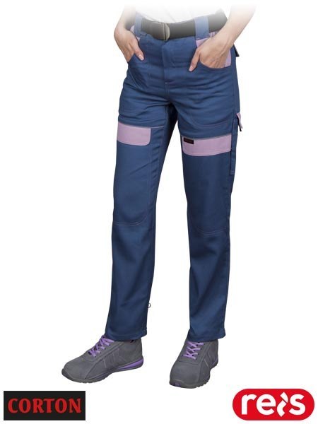 SPODNIE OCHRONNE DO PASA CORTON 100 % BAWEŁNA ODBLASKOWE ELEMENTY GRANATOWO-FIOLETOWE DAMSKIE