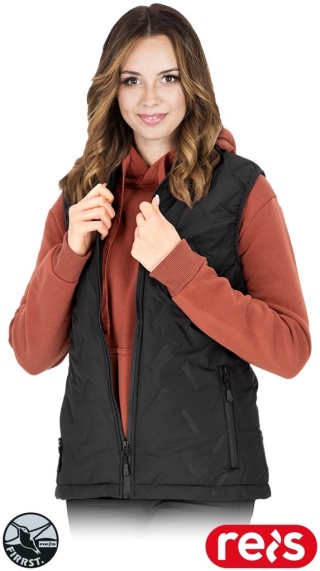 BEZRĘKAWNIK OCHRONNY OCIEPLANY ISLA DAMSKI PIKOWANY CZARNY