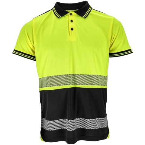 KOSZULKA POLO OCHRONNA OSTRZEGAWCZA IGUANA FLUO ŻÓŁTO-CZARNA