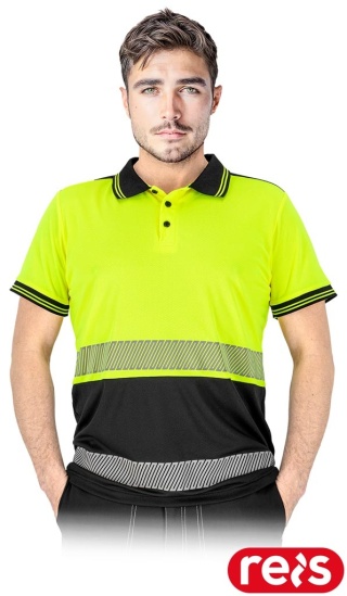 KOSZULKA POLO OCHRONNA OSTRZEGAWCZA IGUANA FLUO ŻÓŁTO-CZARNA