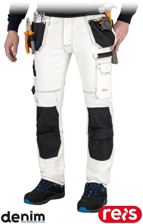 SPODNIE OCHRONNE DO PASA JEANSOWE JEANS415 BIAŁO-CZARNE