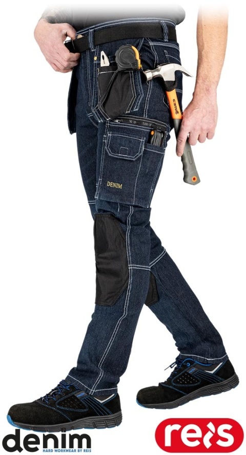 SPODNIE ROBOCZE Z DŻINSU DO PASA, JEANSOWE GRANATOWO-CZARNE