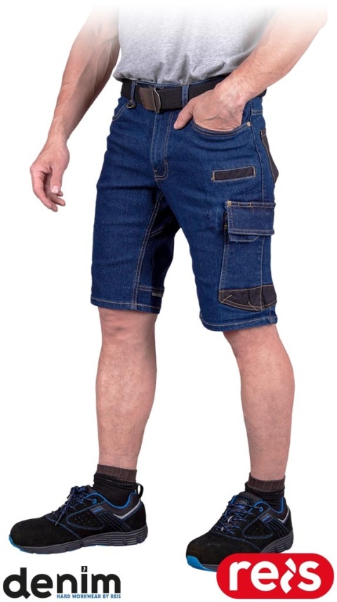 SPODNIE OCHRONNE DO PASA JEANSOWE - KRÓTKIE JEANS303 GRANATOWO-CZARNE