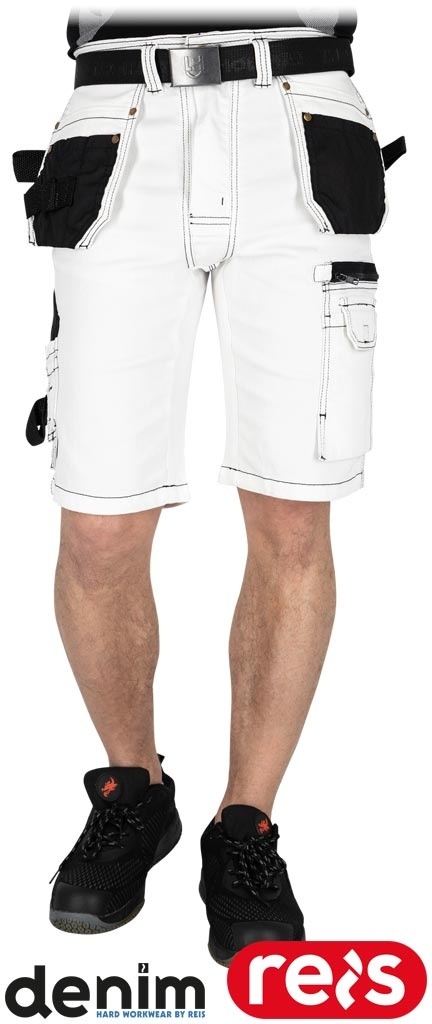 SPODNIE OCHRONNE DO PASA JEANSOWE- KRÓTKIE JEANS415 BIAŁO-CZARNE
