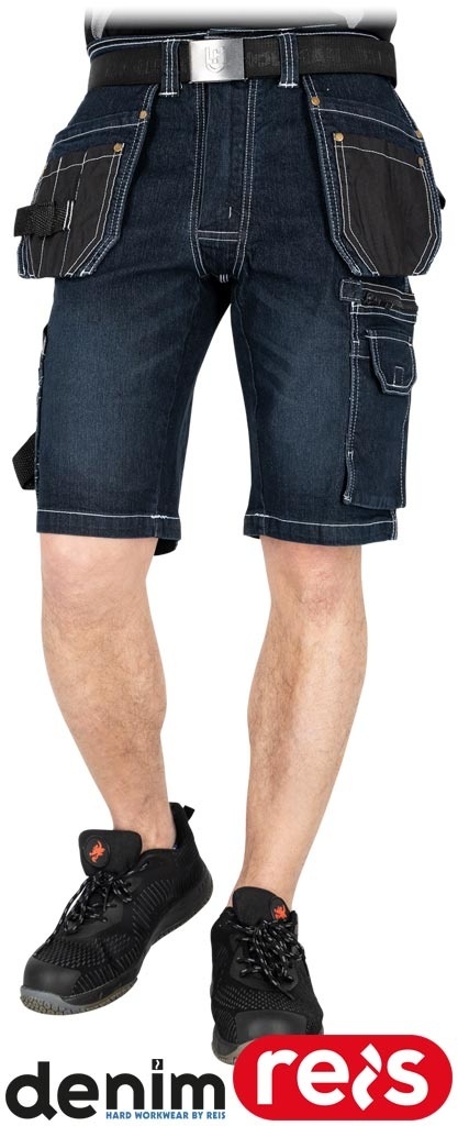 SPODNIE OCHRONNE DO PASA JEANSOWE - KRÓTKIE JEANS415 GRANATOWO-CZARNE