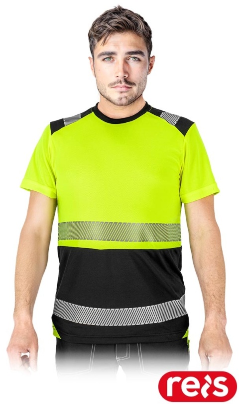 T-SHIRT OCHRONNY OSTRZEGAWCZY IGUANA Z SIATECZKI FLUO ŻÓŁTO-CZARNY