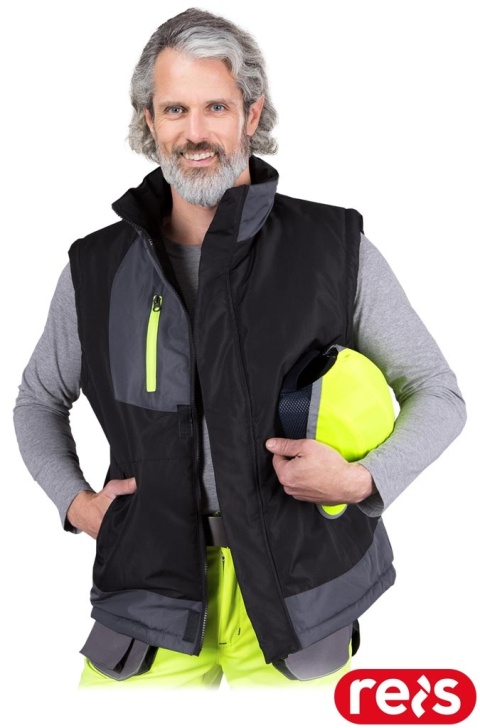 BEZRĘKAWNIK OCHRONNY OCIEPLANY HYPER CZARNO-SZARY