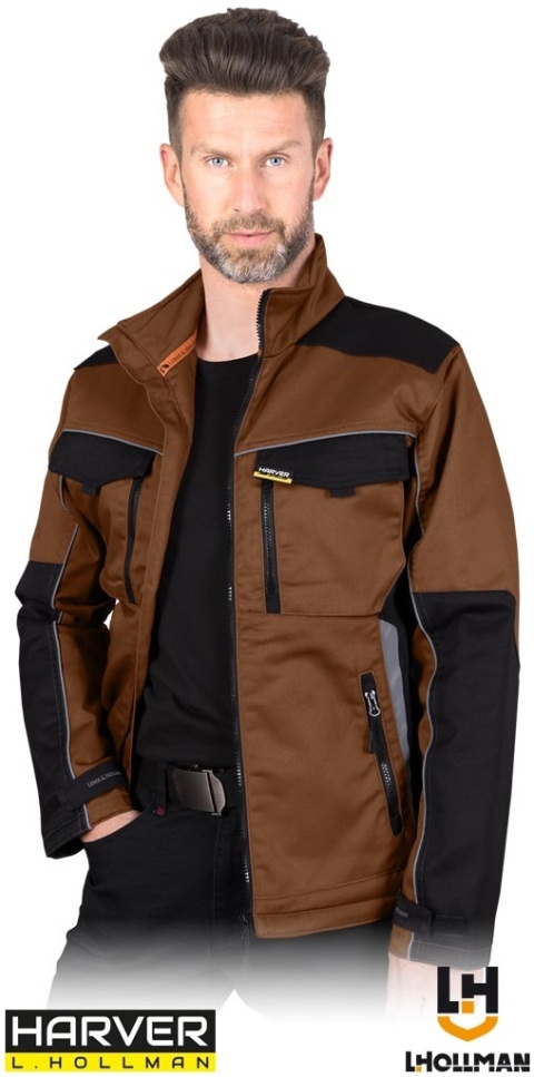 BLUZA OCHRONNA HARVER TKANA BRĄZOWO-CZARNA