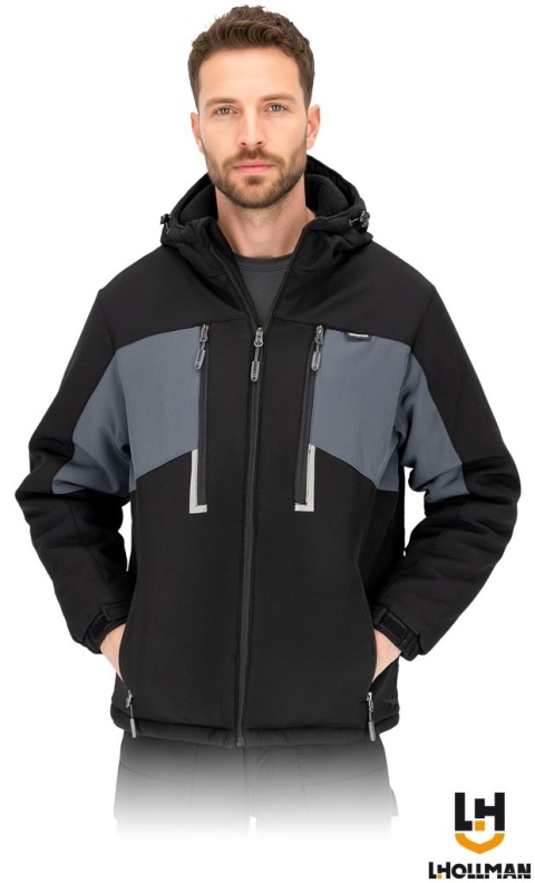 KURTKA OCHRONNA OCIEPLANA GOSHELL SOFTSHELL POLAR CZARNO-SZARA