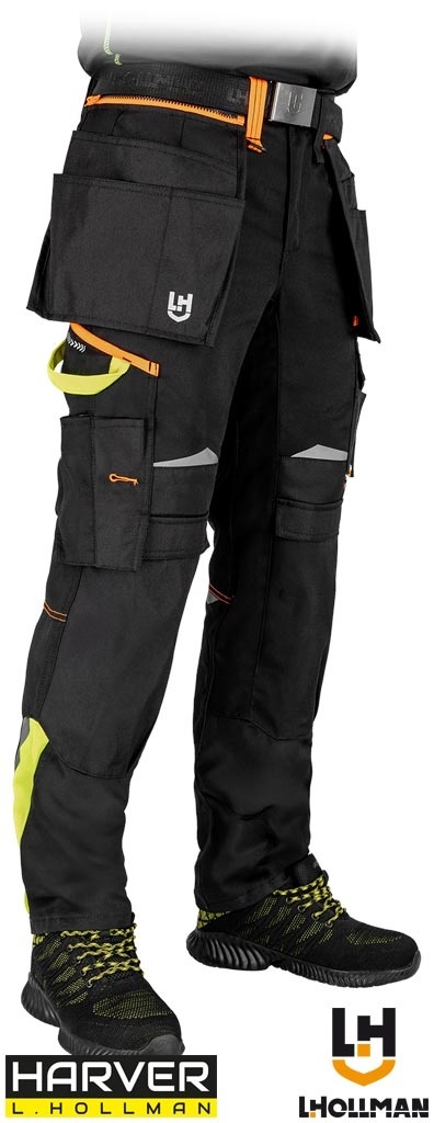 SPODNIE OCHRONNE DO PASA HARVERCOOL KIESZENIE MONTERSKIE ODPINANE CZARNO-ŻÓŁTO-POMARAŃCZOWE