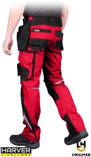 SPODNIE OCHRONNE DO PASA HARVER PROFILOWANE NOGAWKI CZERWONO-CZARNE