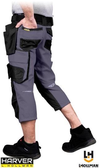 SPODNIE OCHRONNE RYBACZKI DO PASA - KRÓTKIE HARVER SZARO-CZARNE