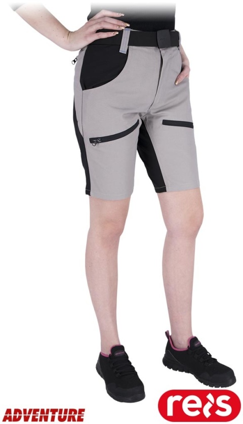 SPODNIE OCHRONNE DO PASA - KRÓTKIE HOBBER DAMSKIE JASNOSZARO-CZARNE