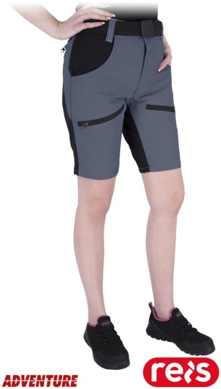 SPODNIE OCHRONNE DO PASA - KRÓTKIE HOBBER DAMSKIE CIEMNOSZARO-CZARNE