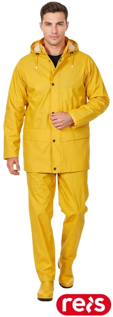 KOMPLET OCHRONNY PRZECIWDESZCZOWY KPLPU PCV KURTKA I SPODNIE ŻÓŁTE