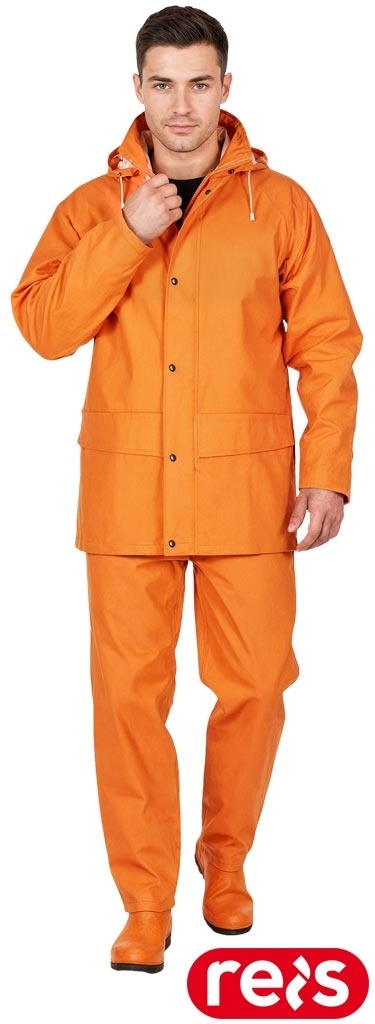 KOMPLET OCHRONNY PRZECIWDESZCZOWY KPLPU PCV KURTKA I SPODNIE POMARAŃCZOWE