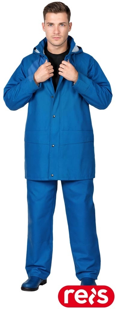 KOMPLET OCHRONNY PRZECIWDESZCZOWY KPLPU PCV KURTKA I SPODNIE NIEBIESKIE