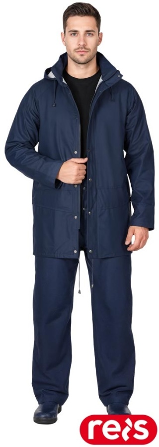 KOMPLET OCHRONNY PRZECIWDESZCZOWY KPLPU PCV KURTKA I SPODNIE GRANATOWE