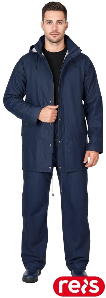 KOMPLET OCHRONNY PRZECIWDESZCZOWY KPLPU PCV KURTKA I SPODNIE GRANATOWE