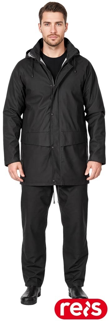 KOMPLET OCHRONNY PRZECIWDESZCZOWY KPLPU PCV KURTKA I SPODNIE CZARNE