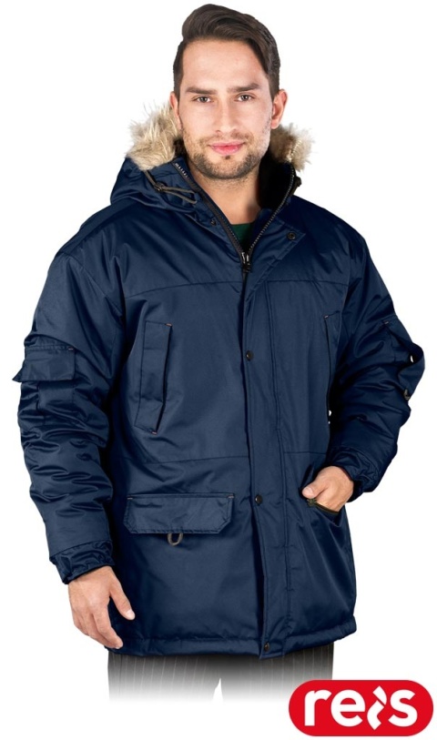 KURTKA OCHRONNA OCIEPLANA GROHOL Z KAPTUREM GRANATOWA