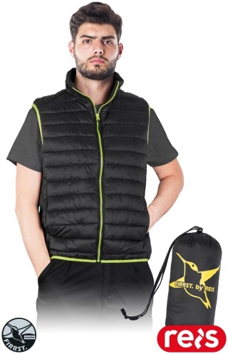 BEZRĘKAWNIK OCHRONNY OCIEPLANY GREENBOM CZARNO-ZIELONY