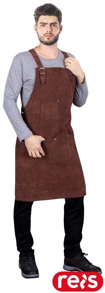 FARTUCH OCHRONNY CRAFT SKÓRA BYDLĘCA DWOINA ZAMSZOWA BRĄZOWY