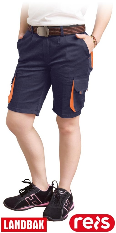 SPODNIE OCHRONNE DO PASA DAMSKIE - KRÓTKIE FRAULAND GRANATOWO-POMARAŃCZOWE