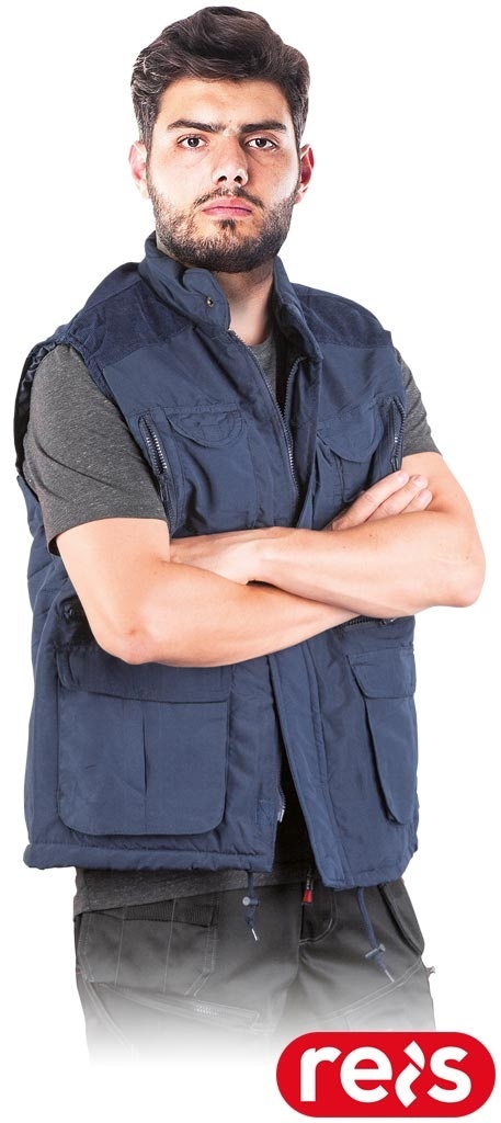 BEZRĘKAWNIK OCHRONNY OCIEPLANY DELFIN LICZNE KIESZENIE, SZTRUKS GRANATOWY