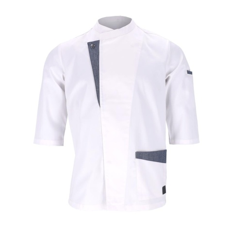 BLUZA KUCHARSKA OCHRONNA DOLCE Z DŁUGIM RĘKAWEM BIAŁO-SZARA