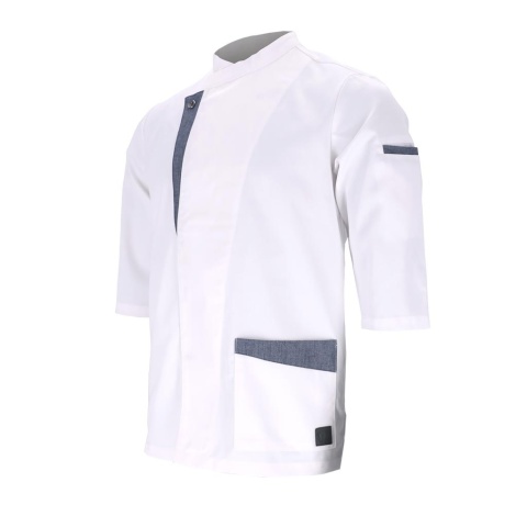 BLUZA KUCHARSKA OCHRONNA DOLCE Z DŁUGIM RĘKAWEM BIAŁO-SZARA