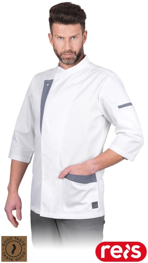 BLUZA KUCHARSKA OCHRONNA DOLCE Z DŁUGIM RĘKAWEM BIAŁO-SZARA