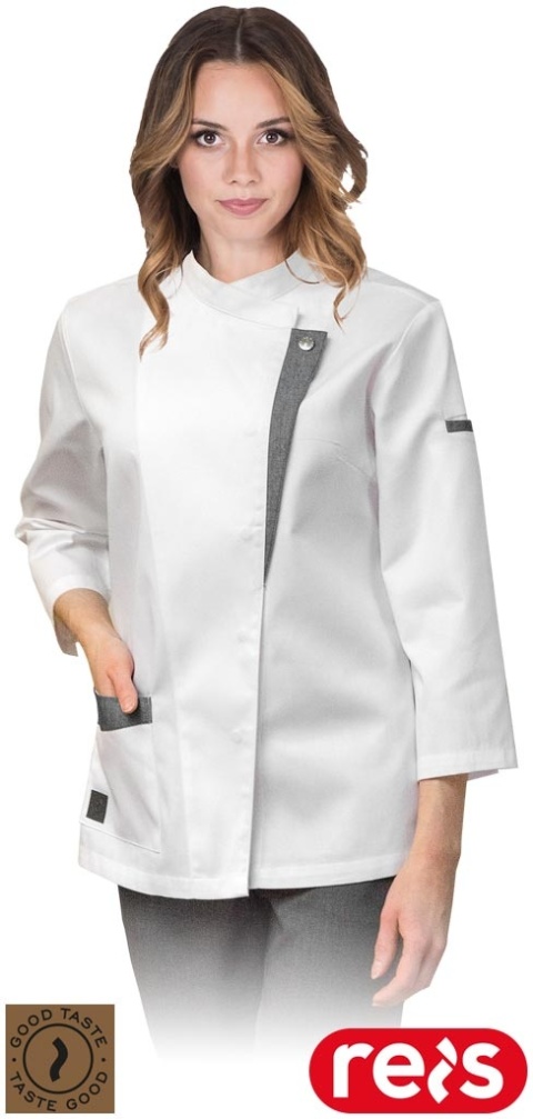 BLUZA KUCHARSKA OCHRONNA DOLCE Z DŁUGIM RĘKAWEM DAMSKA BIAŁO-SZARA