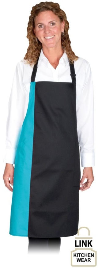 FARTUCH DUO-2K WIĄZANY NA SZYI CZARNO-TURKUSOWY