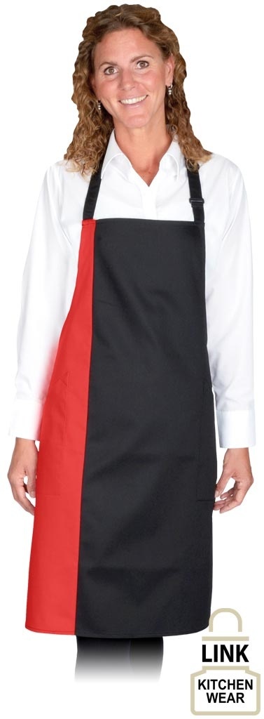 FARTUCH DUO-2K WIĄZANY NA SZYI CZARNO-CZERWONY