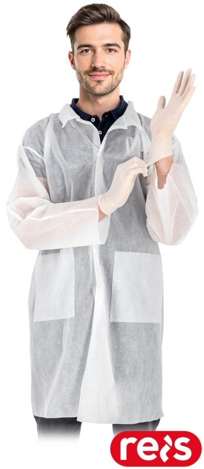 FARTUCH FLAP LABORATORYJNY Z KOŁNIERZYKIEM BIAŁY