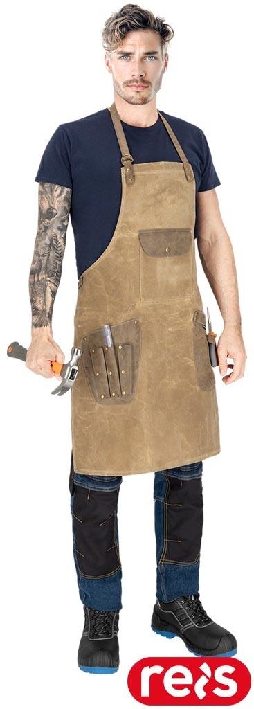 FARTUCH OCHRONNY CHISEL WOSKOWANA TKANINA, DLA RZEMIEŚLNIKÓW BRĄZOWY