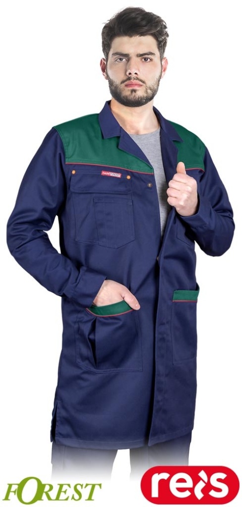 FARTUCH OCHRONNY FOREST DŁUGI CZTEROKIESZENIOWY GRANATOWO-ZIELONY