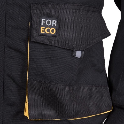 KURTKA OCHRONNA OCIEPLANA FOR-WIN, ODBLASKI CZARNO-ŻÓŁTA